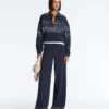 Pantaloni din modal cu textură Soft Touch, cu detalii cu dungi marinărești Pantaloni din modal cu textură Soft Touch, cu detalii cu dungi marinărești