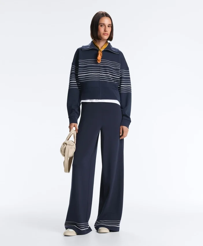 Pantaloni din modal cu textură Soft Touch, cu detalii cu dungi marinărești Pantaloni din modal cu textură Soft Touch, cu detalii cu dungi marinărești