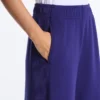 Pantaloni drepți cu croi larg, cu nervuri, din modal periat Pantaloni drepți cu croi larg, cu nervuri, din modal periat