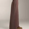 Pantaloni drepți cu croi larg, cu nervuri, din modal periat Pantaloni drepți cu croi larg, cu nervuri, din modal periat
