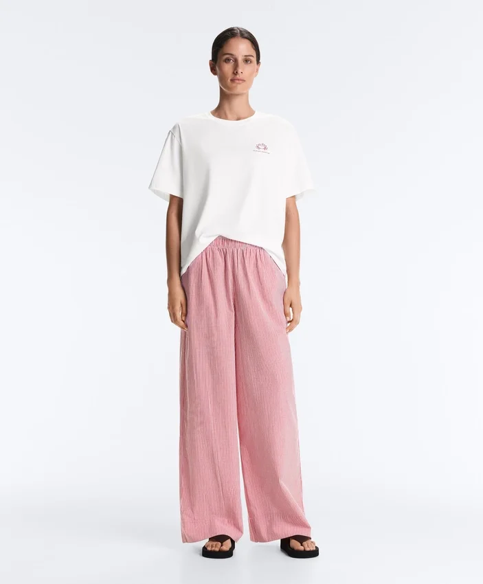 Pantaloni drepți cu dungi, 100% bumbac Pantaloni drepți cu dungi, 100% bumbac