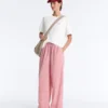 Pantaloni drepți cu dungi, 100% bumbac Pantaloni drepți cu dungi, 100% bumbac