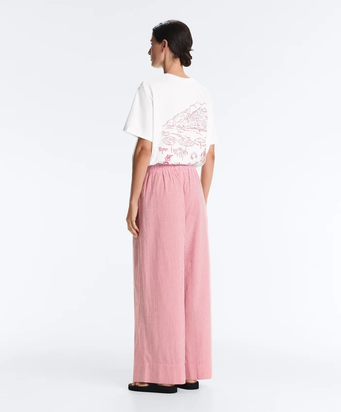 Pantaloni drepți cu dungi, 100% bumbac Pantaloni drepți cu dungi, 100% bumbac