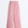 Pantaloni drepți cu dungi, 100% bumbac Pantaloni drepți cu dungi, 100% bumbac
