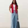 Pantaloni drepți cu dungi din amestec de bumbac Pantaloni drepți cu dungi din amestec de bumbac