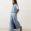 Pantaloni drepți cu dungi din amestec de bumbac Pantaloni drepți cu dungi din amestec de bumbac