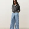 Pantaloni drepți cu dungi din amestec de bumbac Pantaloni drepți cu dungi din amestec de bumbac