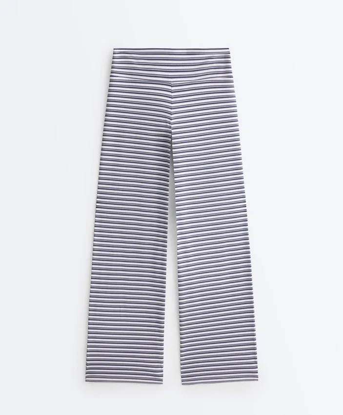 Pantaloni drepți cu talie înaltă Comfortlux cu dungi Pantaloni drepți cu talie înaltă Comfortlux cu dungi