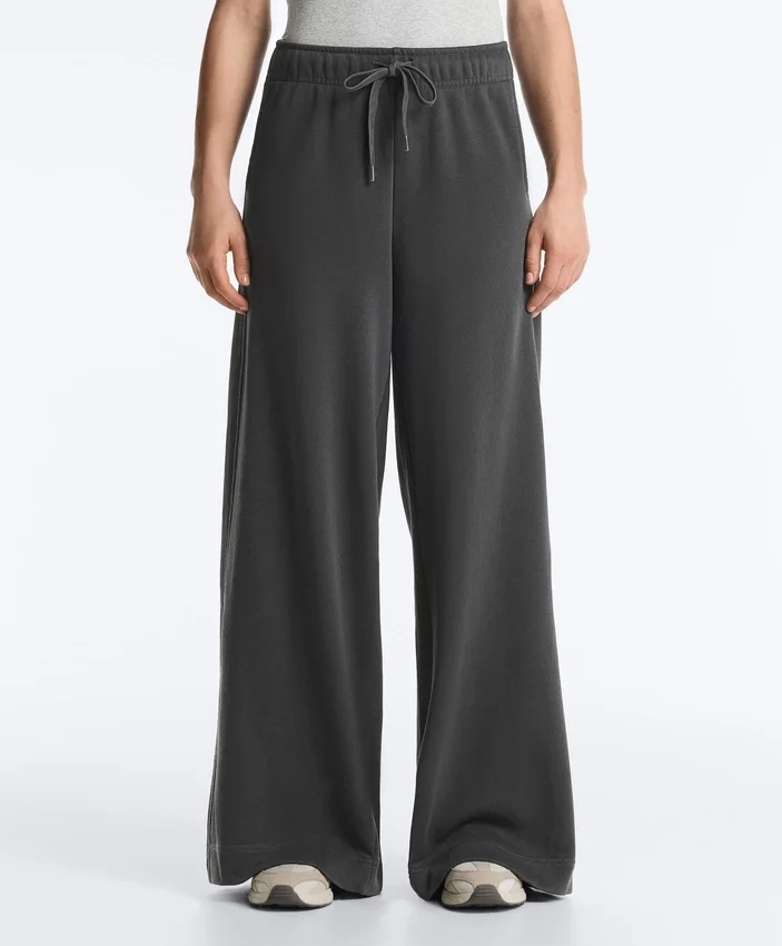 Pantaloni drepți din amestec de bumbac și fleece Pantaloni drepți din amestec de bumbac și fleece