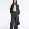 Pantaloni drepți din amestec de bumbac și fleece Pantaloni drepți din amestec de bumbac și fleece