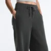 Pantaloni drepți din amestec de bumbac și fleece Pantaloni drepți din amestec de bumbac și fleece