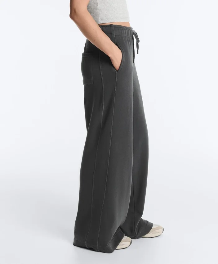 Pantaloni drepți din amestec de bumbac și fleece Pantaloni drepți din amestec de bumbac și fleece