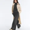 Pantaloni drepți din amestec de bumbac și fleece Pantaloni drepți din amestec de bumbac și fleece