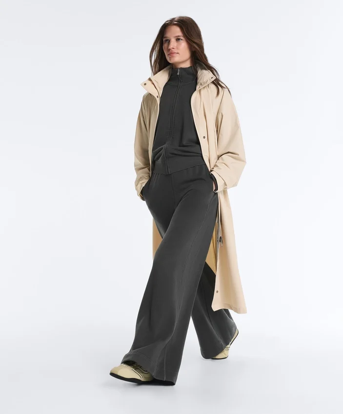 Pantaloni drepți din amestec de bumbac și fleece Pantaloni drepți din amestec de bumbac și fleece