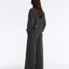 Pantaloni drepți din amestec de bumbac și fleece Pantaloni drepți din amestec de bumbac și fleece