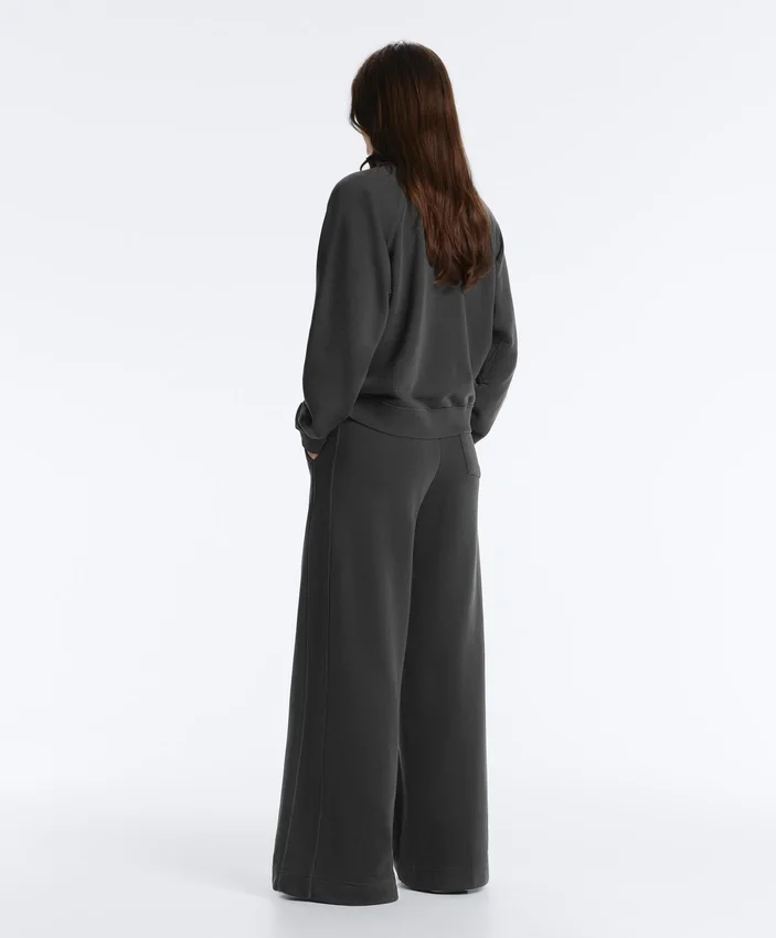 Pantaloni drepți din amestec de bumbac și fleece Pantaloni drepți din amestec de bumbac și fleece