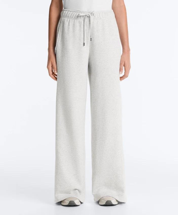 Pantaloni drepți din bumbac melanj Pantaloni drepți din bumbac melanj