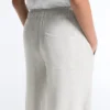 Pantaloni drepți din bumbac melanj Pantaloni drepți din bumbac melanj