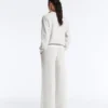 Pantaloni drepți din bumbac melanj Pantaloni drepți din bumbac melanj