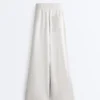 Pantaloni drepți din bumbac melanj Pantaloni drepți din bumbac melanj