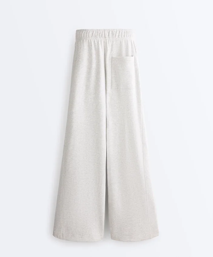 Pantaloni drepți din bumbac melanj Pantaloni drepți din bumbac melanj