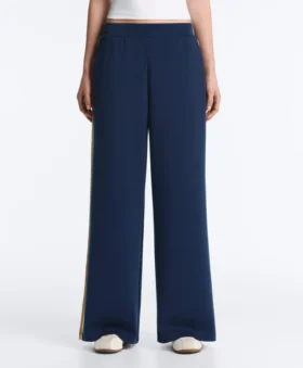 Pantaloni drepți din sargă cu bandă laterală