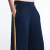 Pantaloni drepți din sargă cu bandă laterală Pantaloni drepți din sargă cu bandă laterală