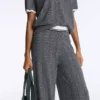 Pantaloni drepți din tricot cu model în zig-zag Pantaloni drepți din tricot cu model în zig-zag