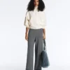 Pantaloni drepți din tricot cu model în zig-zag Pantaloni drepți din tricot cu model în zig-zag