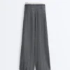 Pantaloni drepți din tricot cu model în zig-zag Pantaloni drepți din tricot cu model în zig-zag