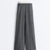Pantaloni drepți din tricot cu model în zig-zag Pantaloni drepți din tricot cu model în zig-zag