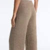 Pantaloni drepți din tricot cu nervuri