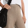 Pantaloni drepți din tricot cu nervuri