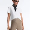 Pantaloni drepți din tricot cu nervuri