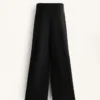 Pantaloni evazați cu talie foarte înaltă, din modal periat Pantaloni evazați cu talie foarte înaltă, din modal periat