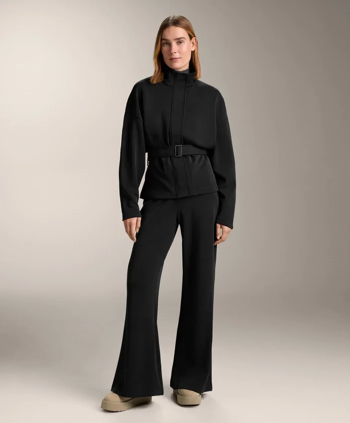 Pantaloni evazați cu talie foarte înaltă, din modal periat Pantaloni evazați cu talie foarte înaltă, din modal periat