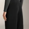 Pantaloni evazați cu talie foarte înaltă, din modal periat Pantaloni evazați cu talie foarte înaltă, din modal periat