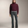 Pantaloni evazați cu talie foarte înaltă, fără cusături, extra călduroși, cu nervuri