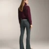 Pantaloni evazați cu talie foarte înaltă, fără cusături, extra călduroși, cu nervuri