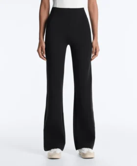 Pantaloni evazați cu talie înaltă cu efect de neopren