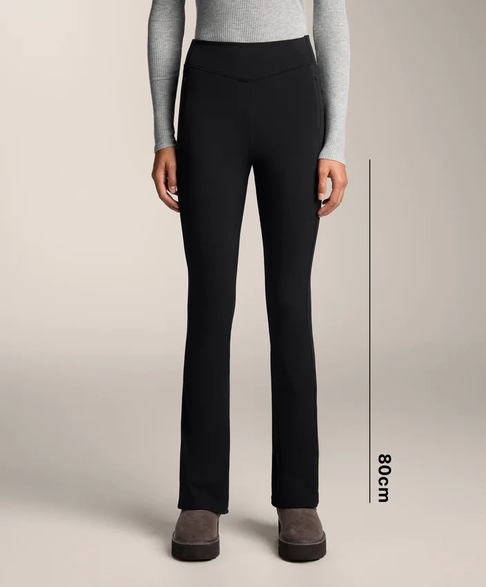 Pantaloni largi, cu talie înaltă, călduroși, cu buzunare Pantaloni largi, cu talie înaltă, călduroși, cu buzunare