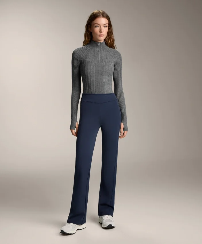 Pantaloni largi, cu talie înaltă, călduroși, cu buzunare Pantaloni largi, cu talie înaltă, călduroși, cu buzunare