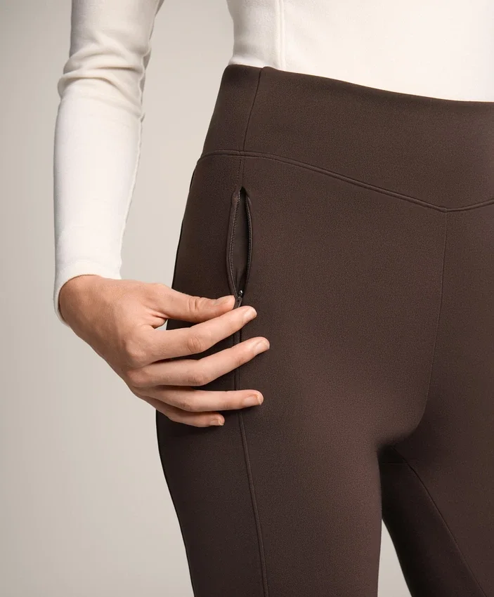 Pantaloni largi, cu talie înaltă, călduroși, cu buzunare Pantaloni largi, cu talie înaltă, călduroși, cu buzunare