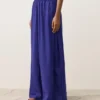 Pantaloni largi din 100% in, cu pli lateral