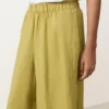 Pantaloni largi din 100% in, cu pli lateral