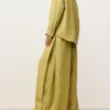 Pantaloni largi din 100% in, cu pli lateral