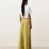Pantaloni largi din 100% in, cu pli lateral