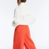 Pantaloni largi din bumbac piqué cu pliuri Pantaloni largi din bumbac piqué cu pliuri