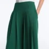 Pantaloni largi din bumbac piqué, cu pliuri Pantaloni largi din bumbac piqué, cu pliuri