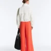 Pantaloni largi din bumbac piqué cu pliuri Pantaloni largi din bumbac piqué cu pliuri